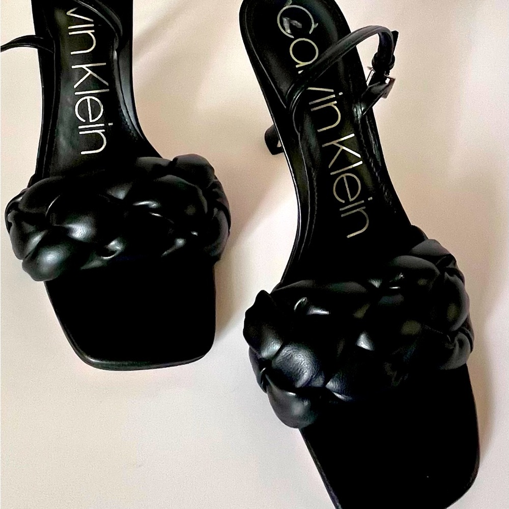 Calvin Klein Black Braided Heels